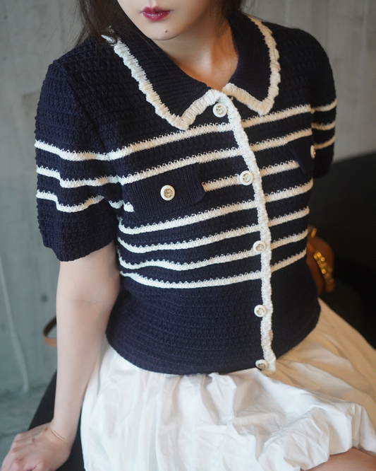 (SAMPLE SALE) The Piped Pocket Tee (Navy)