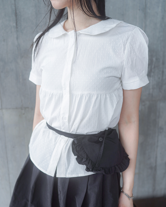 (SAMPLE SALE) Round Collar Shirt (White)