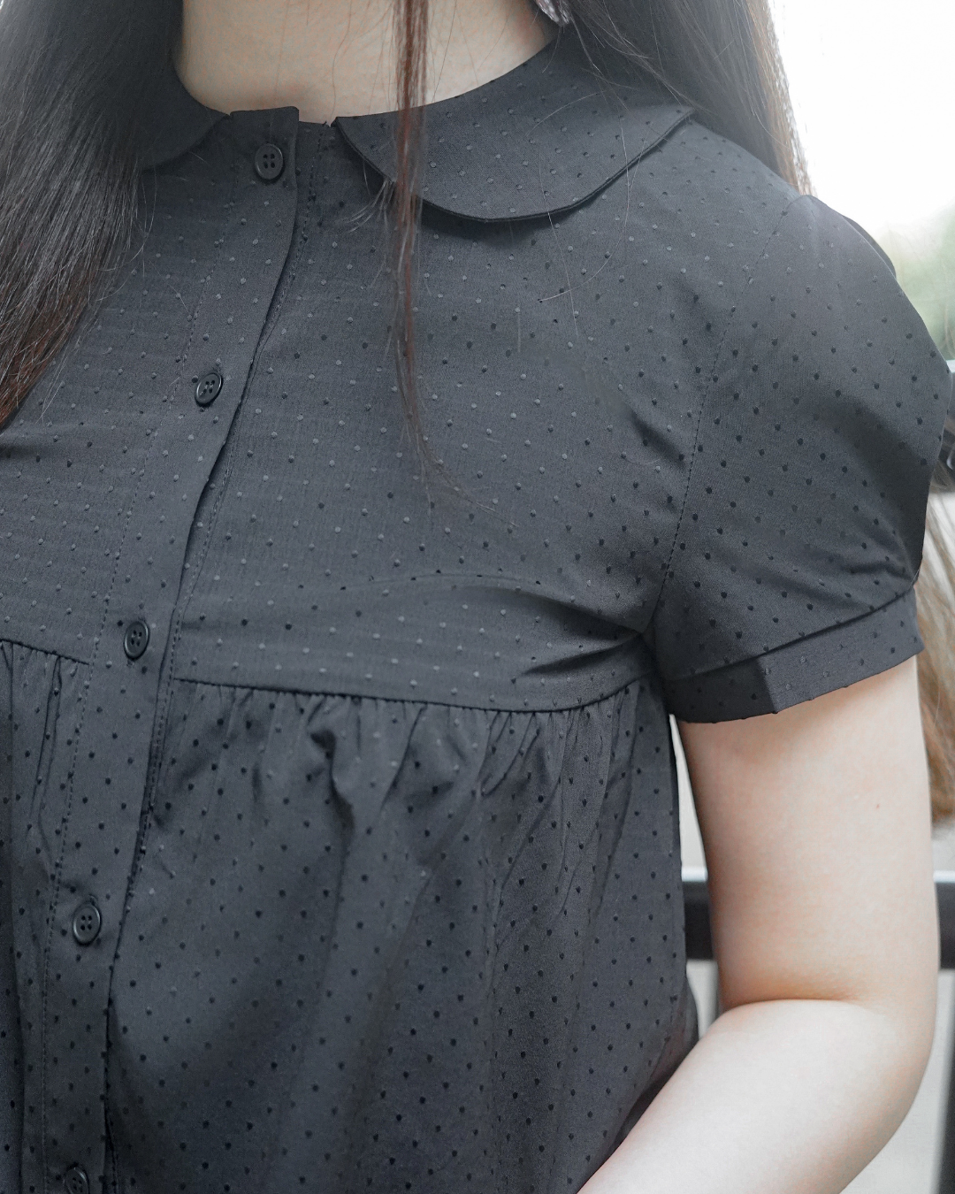 (SAMPLE SALE) Round Collar Shirt (Black)