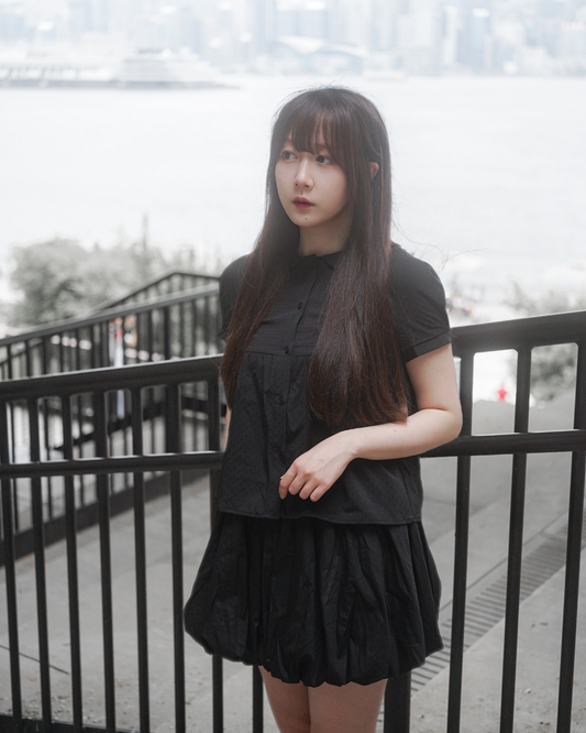 (SAMPLE SALE) Round Collar Shirt (Black)