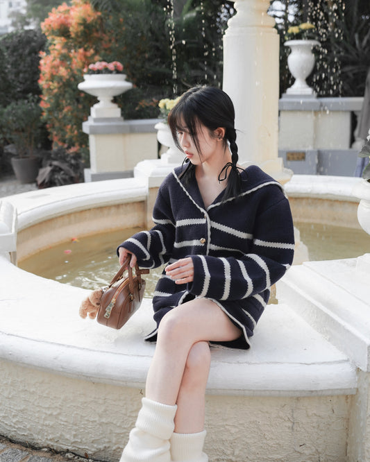 'Sailor's Serenade' Dreamy Knit Set (Navy)