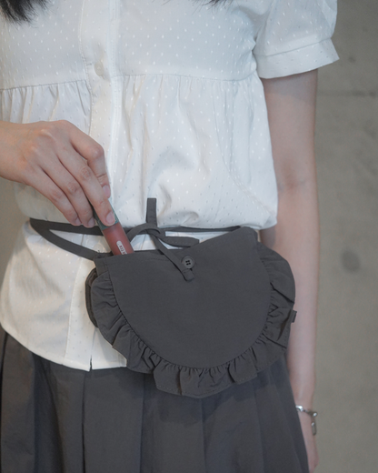 (SAMPLE SALE) Pleated Skirt with frill pouch (Charcoal)