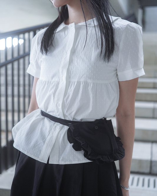 (SAMPLE SALE) Round Collar Shirt (White)