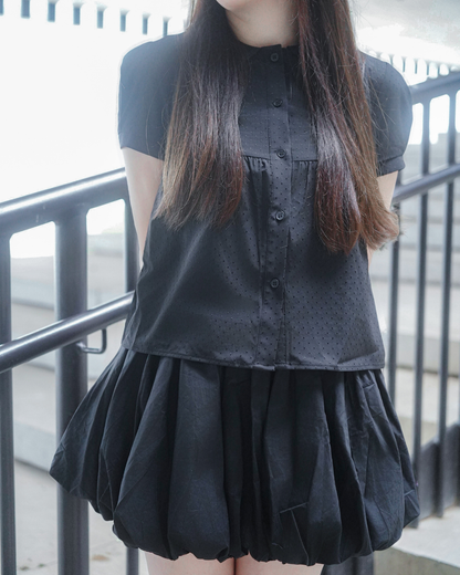 (SAMPLE SALE) Round Collar Shirt (Black)