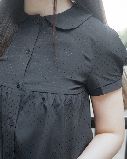 (SAMPLE SALE) Round Collar Shirt (Black)