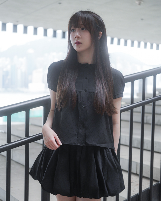 (SAMPLE SALE) Round Collar Shirt (Black)